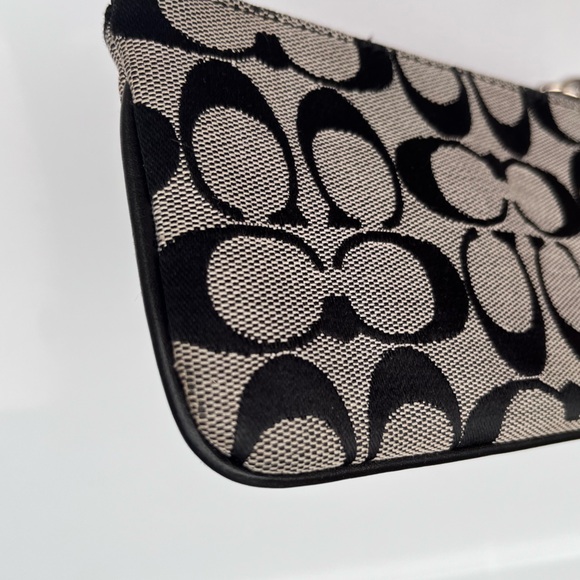 Large Coach Wristlet Signature Black/Gray with Stud Embellishment